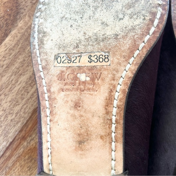 J Crew Biella calf hair leather maroon loafers - Picture 10 of 12